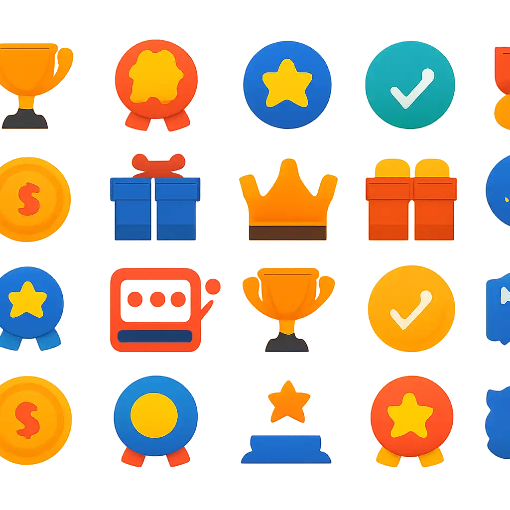 Trophy and reward icons: 92 Game bonuses graphic